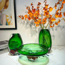 Axyaa Double Color Vase & Fruit Tray: Clear Desktop Storage & Terrarium