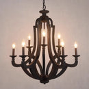 Axyaa 9-Light Wood Farmhouse Chandelier: Rustic Ceiling Hanging Lamp for Dining Room