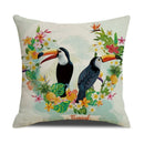 Tropical Birds Linen Pillowcase Set for Decorative Throw Cushions by Axyaa