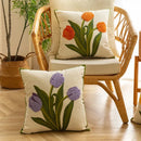 Axyaa Embroidered Tulip Throw Pillow Covers for Summer Garden Decor