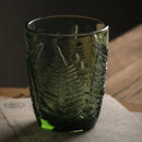 Axyaa Vintage Green Leaf Embossed Whiskey Glass Tumbler 290ml Heavy Glassware