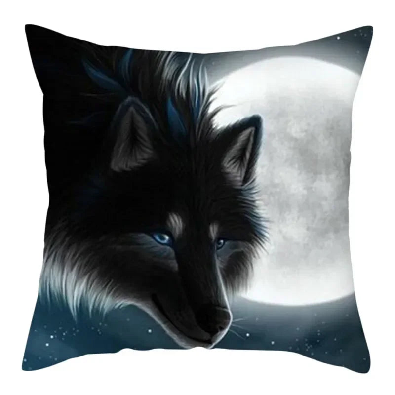 Wild Wolf Print Pillow Cases by Axyaa: Animal Cushion Cover for Home Sofa Decor