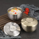 Axyaa Double-layer Stainless Steel Rice Bowl with Lid - Heat-insulating Soup Bowl