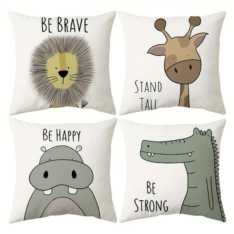 Axyaa Cartoon Animal Print Pillowcase for Living Room Decoration
