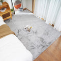 Axyaa Ultra Soft Faux Rabbit Fur Rug - Gray Fluffy Living Room Bedroom Carpet