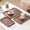 Axyaa Bamboo Tea Set Tray with Metal Handle