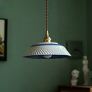 Axyaa Ceramic LED Pendant Light in White with Gold & Copper Accents