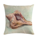 Axyaa Marine Life Linen Pillowcase: Fashion Conch Starfish Shell Sofa Decor Cover