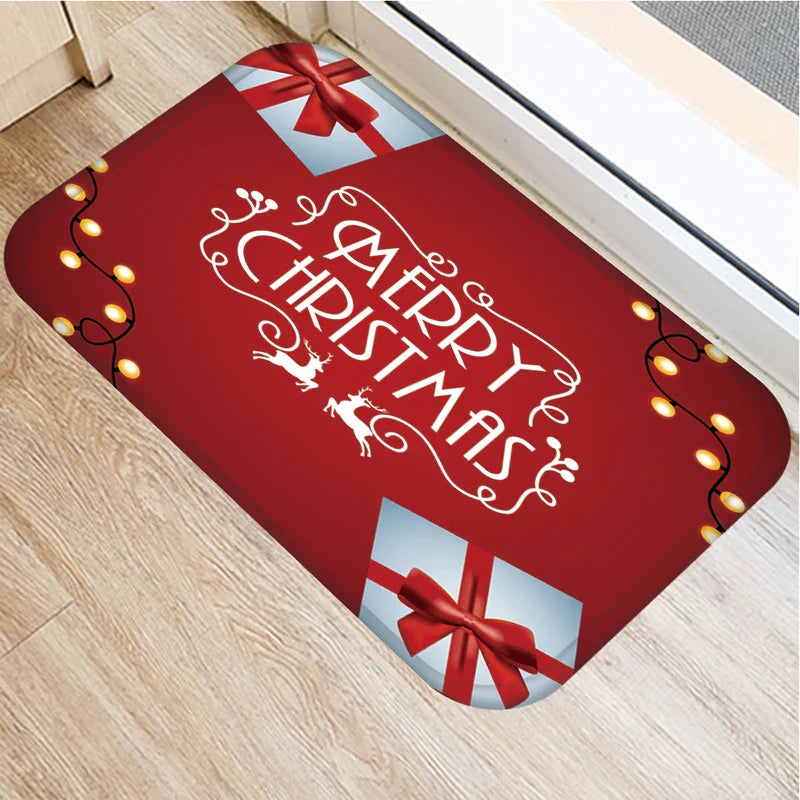 Axyaa Christmas New Year Home Decor Entrance Door Mat Non-Slip Living Room Hallway Carpet