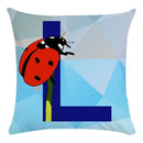Axyaa Blue Letter Animal Print Pillowcase - Super Soft Peach Skin - Fashion Cushion Cover
