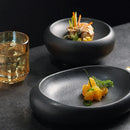 Axyaa Black Ceramic Western Food Plate Set for Hotel & Restaurant