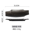 Axyaa Black Ceramic Sushi & Hotpot Plate - Rectangular Cuisine Dish