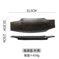 Axyaa Black Ceramic Sushi Plate BBQ Hotpot Plate Commercial Cuisine