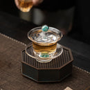 Axyaa Gold Turquoise Glass Tea Cup Set - High-grade Heat-resistant Kung Fu Tea Bowl