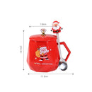 Axyaa Christmas Ceramic Mug Set with Lid and Spoon - Festive Xmas Gift Cup