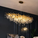Axyaa Gold Glass Chandelier Pendant Lamp for Home Decor Lighting