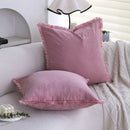 Axyaa Boho Pink Tassel Cushion Cover 45x45 Soft Throw Pillow for Living Room