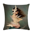 Axyaa Fairy Girl Linen Pillowcase for Home Decor 45X45CM