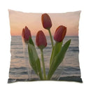 Axyaa Daisy Print Pillowcase: Square Flower Cushion Cover for Home Decor