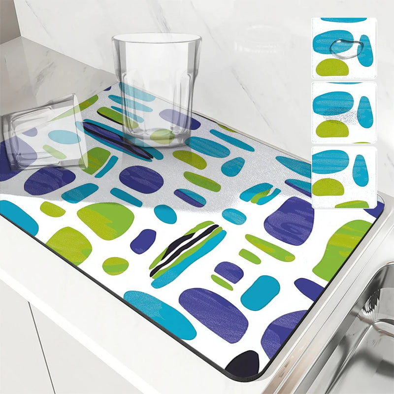 Axyaa Geometric Color Diatom Kitchen Drain Pads - Set of 4