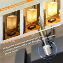 Axyaa Wooden Desk Lamp with 2 Phone Stands, Fully Dimmable for Bedroom, Living Room, Home Decor