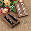 Axyaa Double-Slot Walnut Ring Display Stand - Solid Wood Jewelry Storage Plate