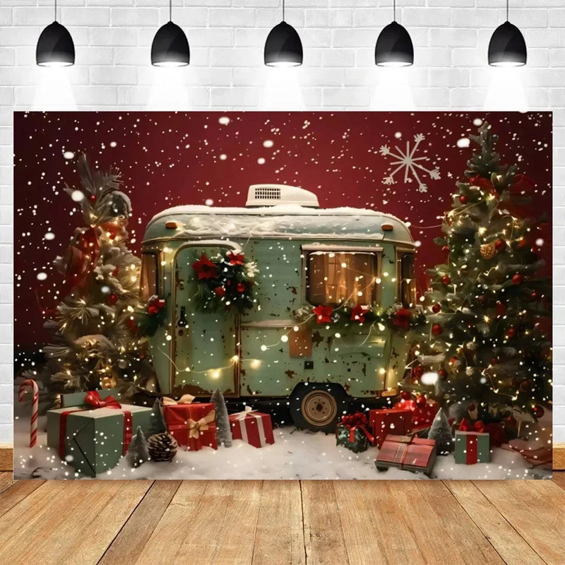 Axyaa Christmas Party Decoration Background Cloth Car & Tree Hanging Cloth