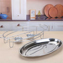 Axya Grilled Fish Plate Set | Oval Tray, Alcohol Heater, Egg-shaped Heating Plate
