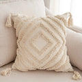 Axyaa Geometric Tufted Tassel Cushion Cover - Soft Home Decor Pillowcase