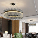 Axyaa Black/Gold Metal Crystal Chandelier LED Pendant Light Luxe Dimmable Fixture