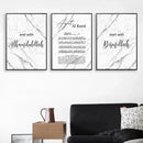 Axyaa Bismillah Ayat Al Kursi Quran Black White Marble Wall Art Canvas Print