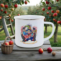 Axyaa Independence Enamel Mug: American Flag Coffee Cup for Freedom Lovers.