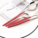 Axyaa Stainless Steel Red Silverware Set for Dining Table