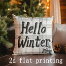 Axyaa Snowy Hello Christmas Throw Pillow Cover for Sofa, Bedroom, Car