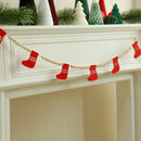 Axyaa Christmas Stocking Felt Garland with Wooden Bead