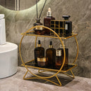Axyaa Gold Makeup & Cosmetics Organizer Tray - 2 Tier Display Rack