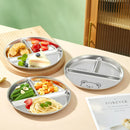 Axyaa Stainless Steel 3 Compartment Round Dinner Plate, Stackable Fruit Salad Tray