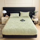 Axyaa Plush Jacquard Velvet Fitted Bed Sheet with Elastic Band for Double King Queen