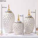 Axyaa Ceramic Flower Vase with Lid - Floral Arrangement & Storage Solution