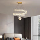 Axyaa Circular Crystal Ceiling Chandelier for Bedroom and Living Room