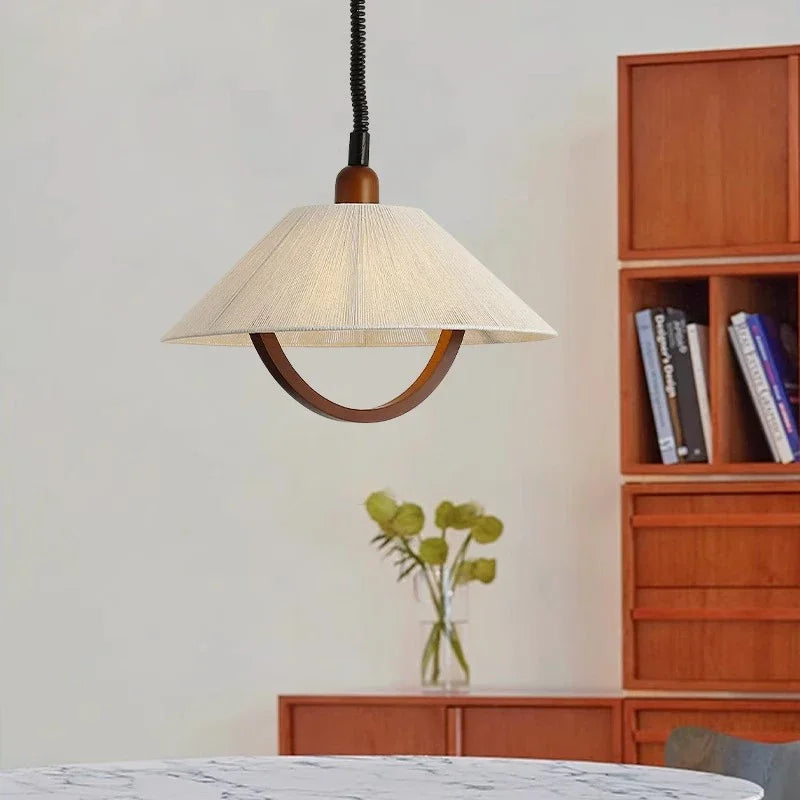 Wood Pendant Chandelier by Axyaa: Retro Japan Style Hanging Lamp for Rustic Room Decor