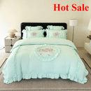 Axyaa Pink Embroidery Bedding Set Double King Queen Size with Duvet Cover & Sheets