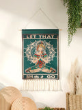 Macrame Yoga Wall Tapestry by Axyaa - Boho Meditation Goth Decor for Bedroom