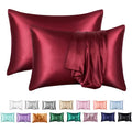Axyaa Silky Satin King Pillowcase Luxury Comfort Solid Color Smooth Queen Cover