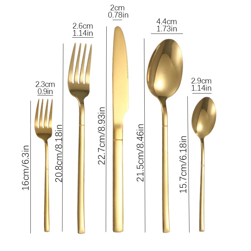 Axyaa Stainless Steel Cutlery Set - High-End Steak Knife, Fork, Dessert Spoon