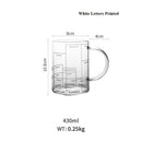 Axyaa Glass Brewing Coffee Mug with Scales & White Letters