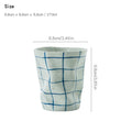 Axyaa Irregular Side Cup in Blue Green Brown Grid Pattern Ceramic - 270ml
