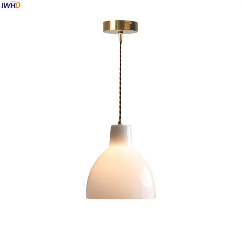 Axyaa White Glass LED Pendant Chandelier - Japan Style Hanging Lamp