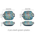 Axyaa Bohemian Ceramic Baking Dish Square with Handles for Pasta and Desserts