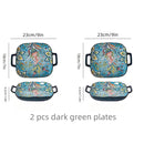 Axyaa Bohemian Ceramic Baking Dish Square with Handles for Pasta and Desserts